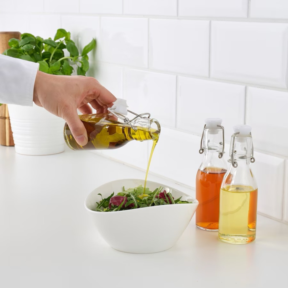 IKEA KORKEN Bottle with stopper, clear glass, 5 oz, NEW (3-PACK)